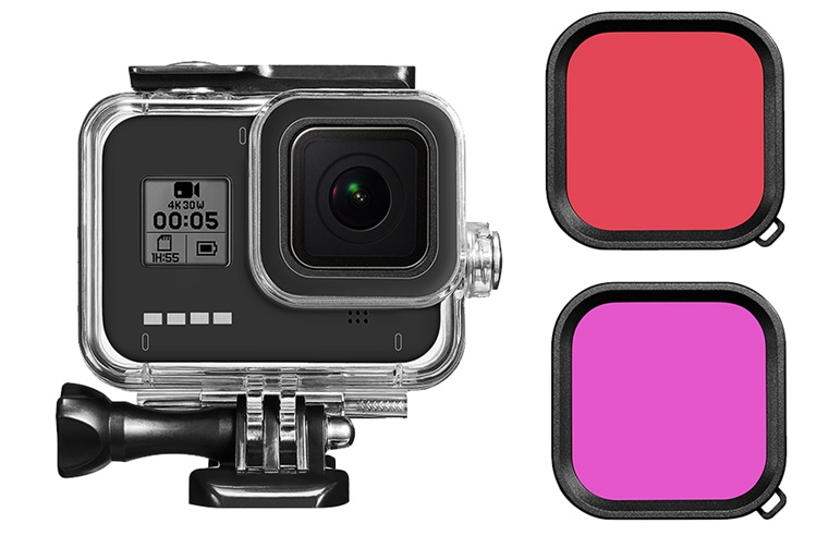 Герметичный бокс GoPro 8 + красный и фиолетовый фильтры Telesin