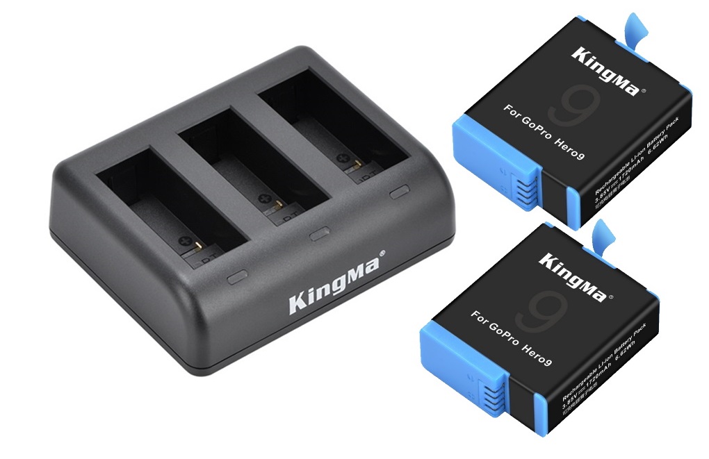 Зарядное устройство и два аккумулятора KingMA GoPro 9 и 10 HERO